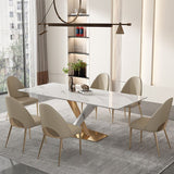 Glam White Sintered Stone Dining Table Rectangle Shape Standard Dining Table for Kitchen Clearhalo ' dining_table' 'Dining Tables & Seating' 'Dining Tables' 'furn' 'furn_dining_table' 'Furniture' 'furniture_dining_table' 'Kitchen & Dining Furniture' 'kitchen&dining_furn' 'kitchen' 'kitchen_dining_table' 1200x1200_573a629a-340d-47e3-a2a9-0e9e4ea1c2c2