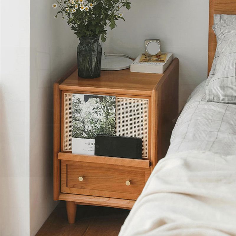 Wicker & Rattan Moderner Nachttisch Massivholz Aufbewahrung Nachttisch