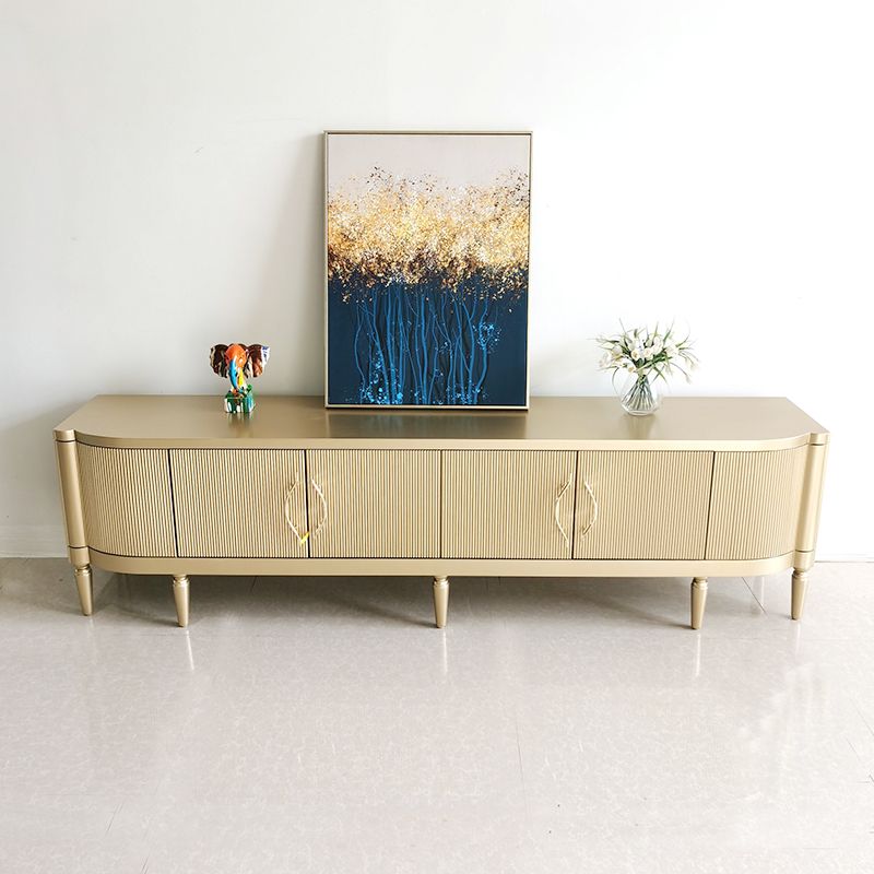 Glam Wood TV Media Stand con puertas, consola de soporte de televisión de almacenamiento cerrado