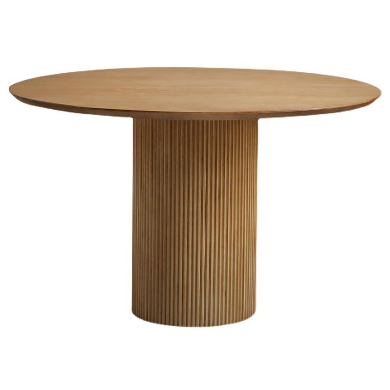 Mesa de comedor contemporánea de madera maciza, mesa de comedor redonda para comedor