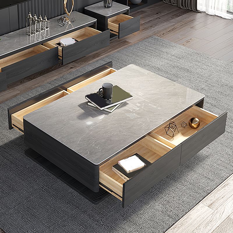 Modern Style Grey/white Slate Top Rectangular Coffee Table with Solid Wood Base Clearhalo 'Coffee & Accent Tables' 'Coffee Tables' 'coffee_tables' 'furn' 'furn_coffee_tables' 'Furniture' 'Living Room Furniture' 1200x1200_5741a60e-27a1-4353-a8ba-eeb2a1facc0e