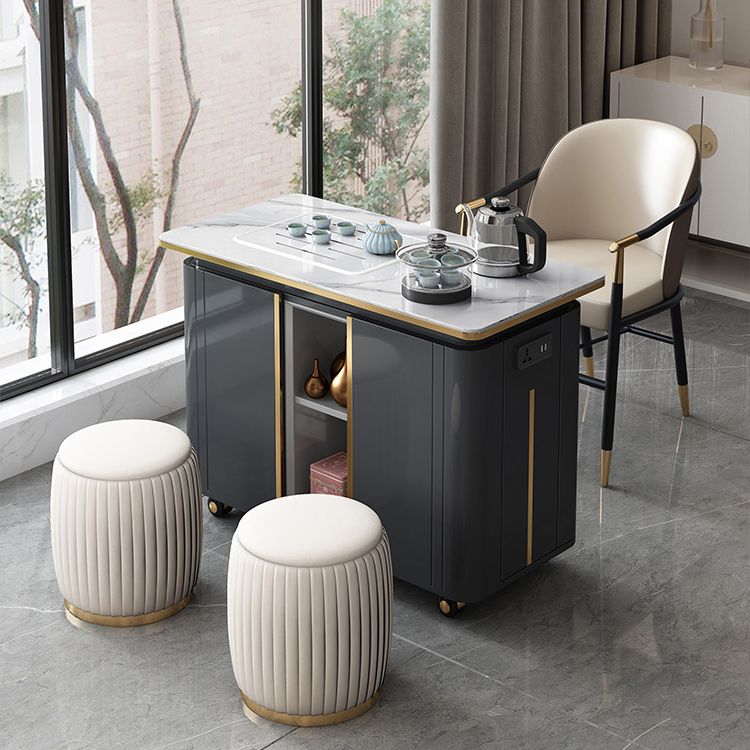 Modern Backrest Armrest Cushion Chair with Metal Legs for Living Room