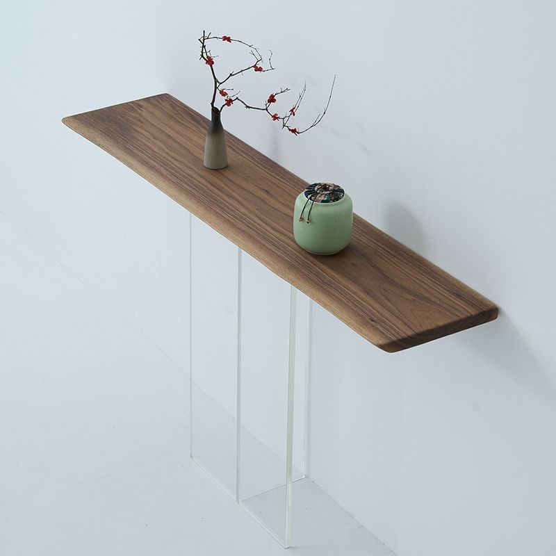 Contemporary Walnut Console Accent Table with Rectangle Top for Hall Clearhalo 'Console Tables' 'console_tables' 'Entry & Mudroom Furniture' 'furn' 'furn_console_tables' 'Furniture' 1200x1200_5744ba81-c63a-4a4a-bc89-8367717953fc