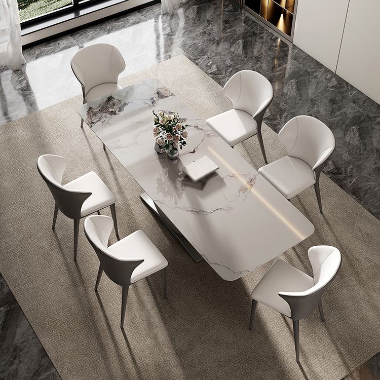Designer Style Stone Top Dining Set Rectangle 1/3/4/5/7 Pieces Dining Room Table Set Clearhalo 'Dining Room Sets' 'Dining Tables & Seating' 'dining_room_set' 'furn' 'furn_dining_room_set' 'Furniture' 'furniture_dining_room_set' 'Kitchen & Dining Furniture' 1200x1200_5745bf56-6b49-4dfa-8d86-7127ef66ca1e