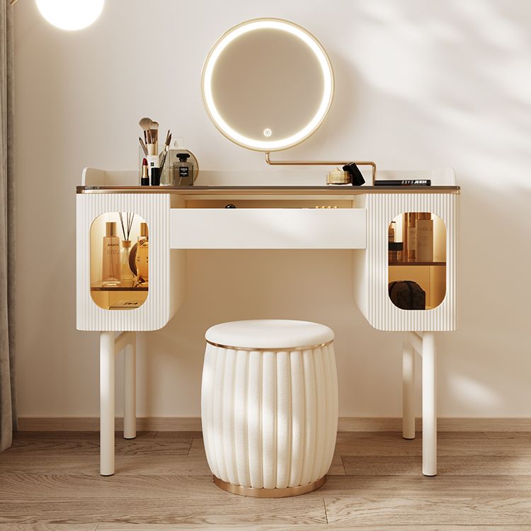 Tabouret de basse-coiffure de rangement de vanité de maquillage en verre ensemble avec tiroir