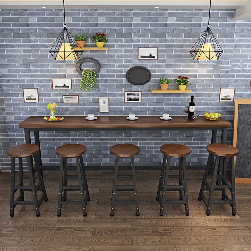 Modern Solid Wood Bar Dining Table Rectangle Bar Table in Brown Clearhalo 'Bar Furniture' 'Bar Tables' 'bar_tables' 'furn' 'furn_bar_tables' 'Furniture' 'Kitchen & Dining Furniture' 1200x1200_5748aa57-5b4e-4c14-8630-663d8c116d11