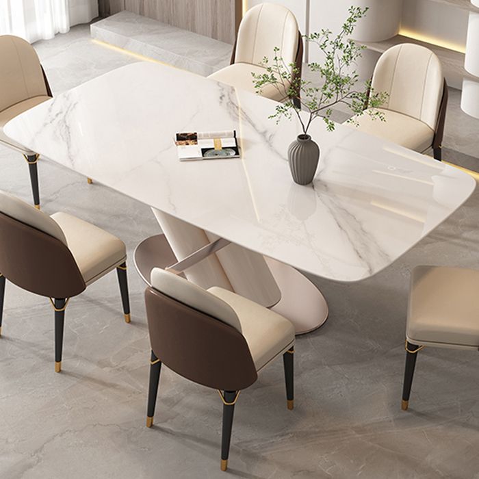 Rectangle Traditional Luxury Dining Table Sintered Stone Table with Pedestal Base Clearhalo ' dining_table' 'Dining Tables & Seating' 'Dining Tables' 'furn' 'furn_dining_table' 'Furniture' 'furniture_dining_table' 'Kitchen & Dining Furniture' 'kitchen&dining_furn' 'kitchen' 'kitchen_dining_table' 1200x1200_574bf0c4-fd9d-403c-bd04-4a03834d006c