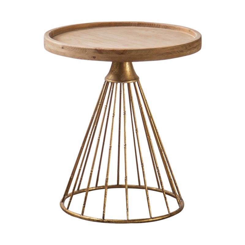 French Country Frame End Table Antique Brass Solid Wood Side Table