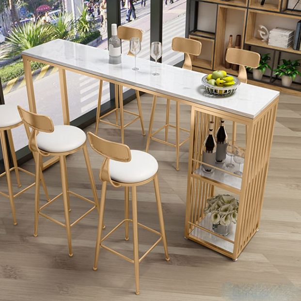 Stone Top Bar Dining Table Traditional Luxury Rectangle Bar Table with Gold Sled Base Clearhalo 'Bar Furniture' 'Bar Tables' 'bar_tables' 'furn' 'furn_bar_tables' 'Furniture' 'furniture_bar_tables' 'Kitchen & Dining Furniture' 1200x1200_574ec854-d54a-44be-b273-09f39b5e6a4f