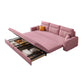 Storage Fabric Sofa Bed in Pink with Pillow Back and Square Arms