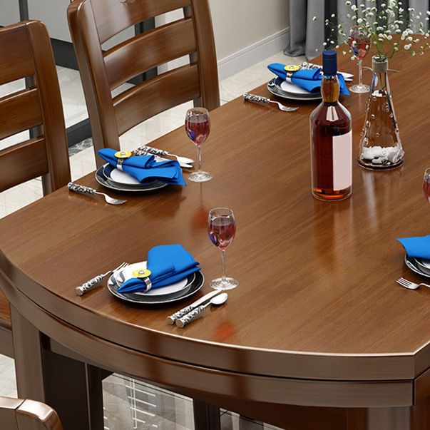 Modern Style Furniture Set 7 Pcs Round Solid Wood Dinette Table with Armless Chair