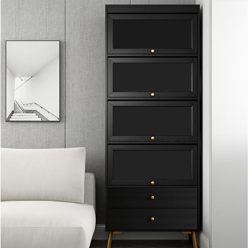 Armoire contemporaine à 2 tiroirs en bois noir, armoire à accent rectangle