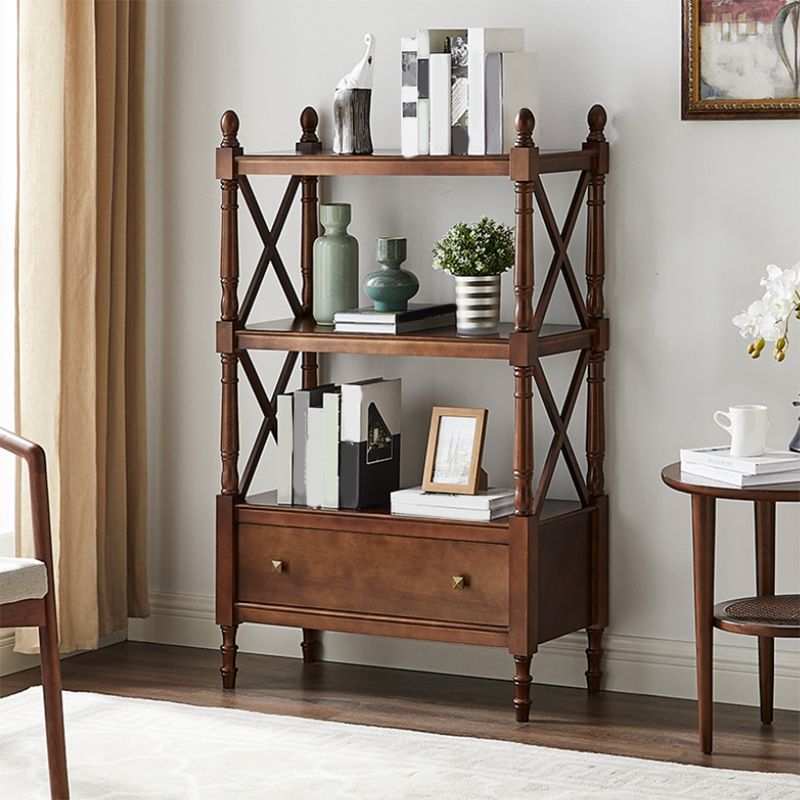 Eigentijdse houten boekenplank standaard gesloten back -boekenkast met 1 lade