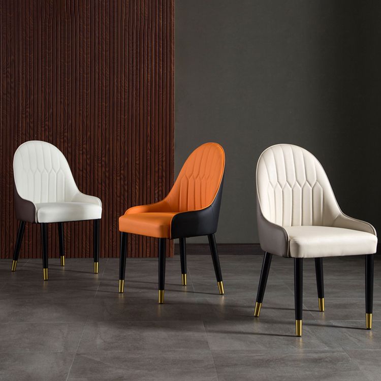 Solid Back Chair Scandinavian Style Arm Leather Dining Side Chairs Clearhalo 'Dining Chairs' 'Dining Tables & Seating' 'dining_chair' 'furn' 'furn_dining_chair' 'Furniture' 'Kitchen & Dining Furniture' 1200x1200_575249c3-9fdc-46c6-a943-9add8cbb970e