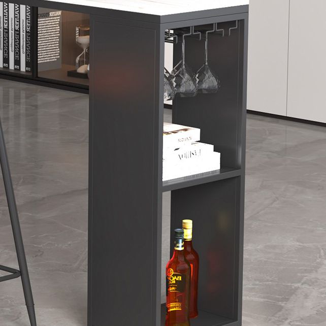 Stone Top Bar Dining Table Traditional Luxury Bar Table with Black Sled Base Clearhalo 'Bar Furniture' 'Bar Tables' 'bar_tables' 'furn' 'furn_bar_tables' 'Furniture' 'furniture_bar_tables' 'Kitchen & Dining Furniture' 1200x1200_5752f0fa-5d95-44e4-a877-0e5c093fa225