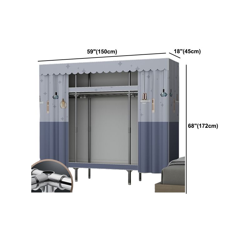 Modern Style Wardrobe Metal 2-Teir Wardrobe Closet for Bedroom