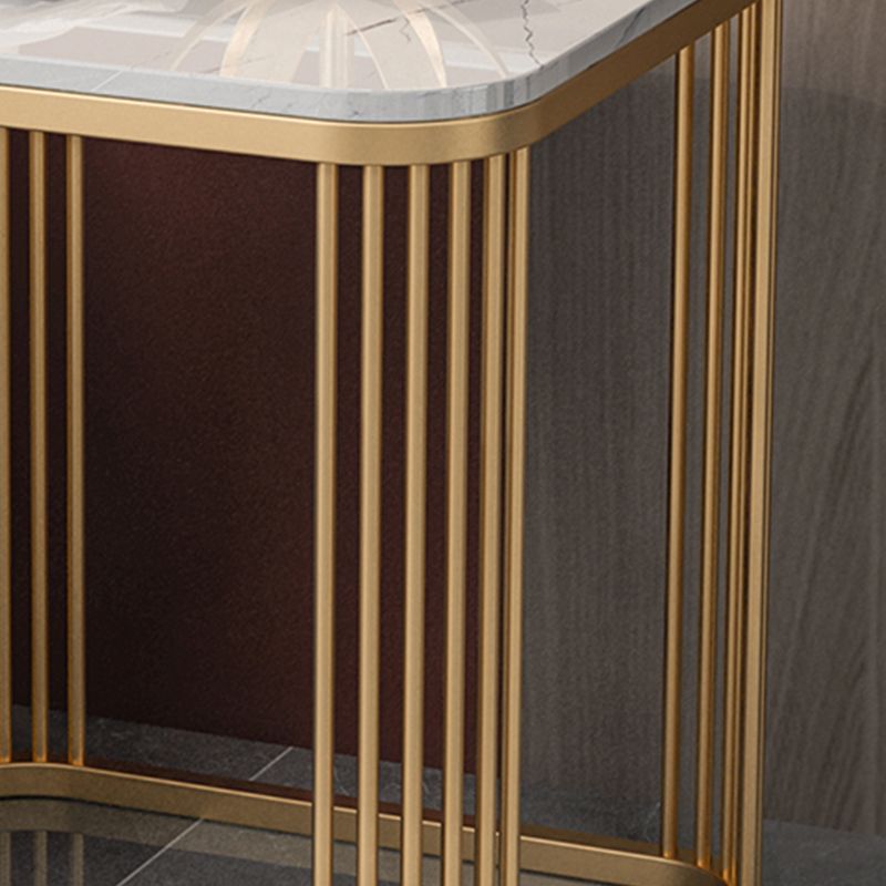 Modern Square Slate Top Side Table 21.6" Tall Iron Frame End Table