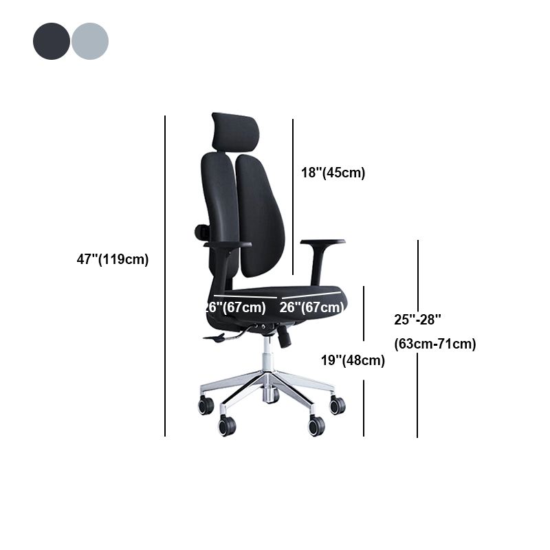 Moderner Schreibtischstuhl aus Netzstoff, Computerstuhl mit mittlerer Rückenlehne in Grau/Schwarz