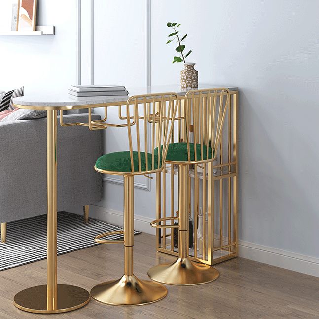 Glam Style Bar Table Faux Marble Double pedestal Bar Dining Table with Storage Clearhalo 'Bar Furniture' 'Bar Tables' 'bar_tables' 'furn' 'furn_bar_tables' 'Furniture' 'Kitchen & Dining Furniture' 1200x1200_57577e34-8abe-4925-a0d9-7279011d0d93