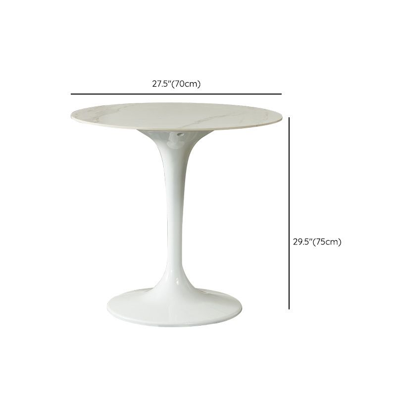 White Stone Table with Plastic Tulip Contemporary Round Dining Table