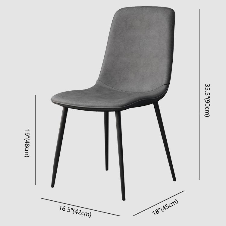 Modern Style Faux Leather Chairs Solid Back Dining Armless Chair for Home Use Clearhalo ' kitchen&dining_furn' 'Dining Chairs' 'Dining Tables & Seating' 'dining_chair' 'furn' 'furn_dining_chair' 'Furniture' 'furniture_dining_chair' 'Kitchen & Dining Furniture' 'kitchen' 1200x1200_57586f8a-c885-410d-8b5d-5197f14d57aa