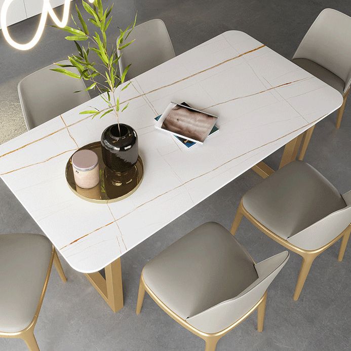 Traditional Luxury White in Marble Counter Rectangle Dining Table for Kitchen Clearhalo 'Dining Tables & Seating' 'Dining Tables' 'dining_table' 'furn' 'furn_dining_table' 'Furniture' 'Kitchen & Dining Furniture' 1200x1200_57594414-39d2-498f-8c43-9f13e34ec642