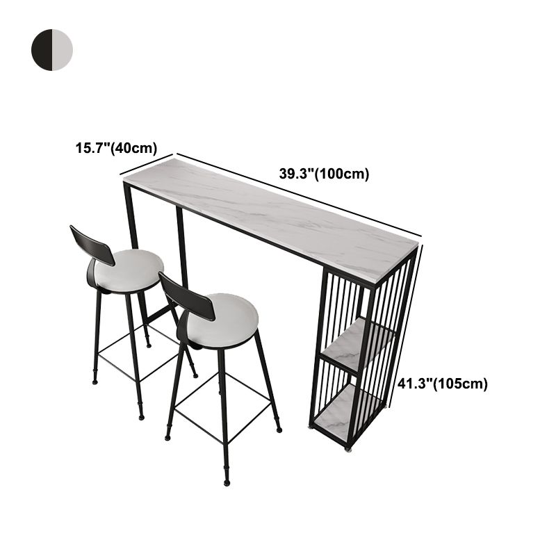 Modern White Marble Table with Rectangle Table Top Double Pedestal Table - 42" H Clearhalo 'Bar Furniture' 'Bar Tables' 'bar_tables' 'furn' 'furn_bar_tables' 'Furniture' 'furniture_bar_tables' 'Kitchen & Dining Furniture' 1200x1200_57599f8f-f3f9-4fe9-b9f4-175273be756b