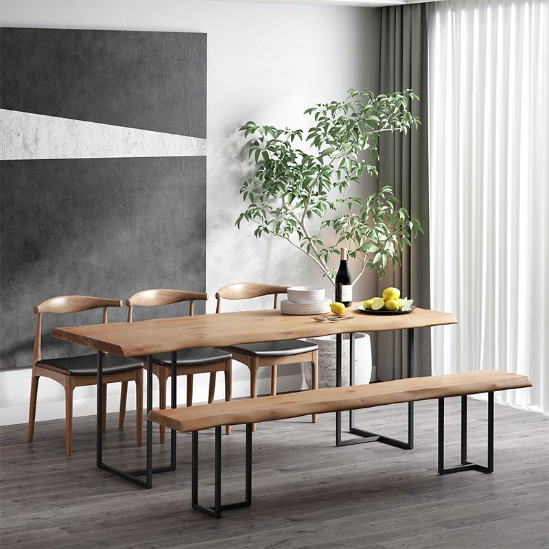 Modern Double Pedestal Dining Table Wood Table for Living Room