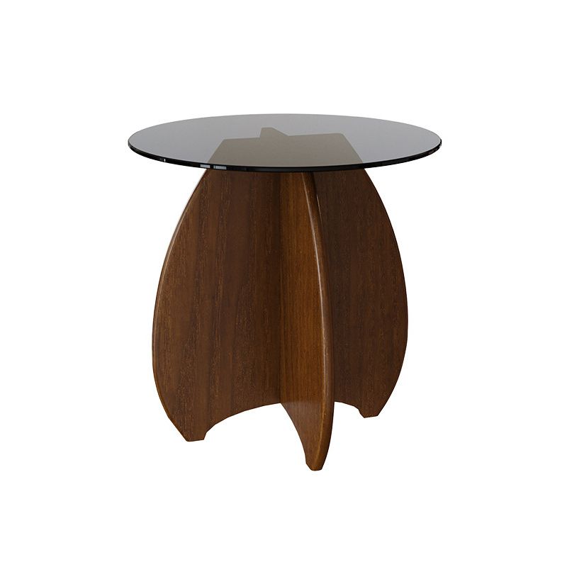 Contemporary Style Side End Table Solid Wood Sofa Side Accent Table Round Side End Table