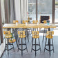 Mesa moderna de altura de barra, mesa de Pub Bistro con tapa de madera maciza y patas de metal