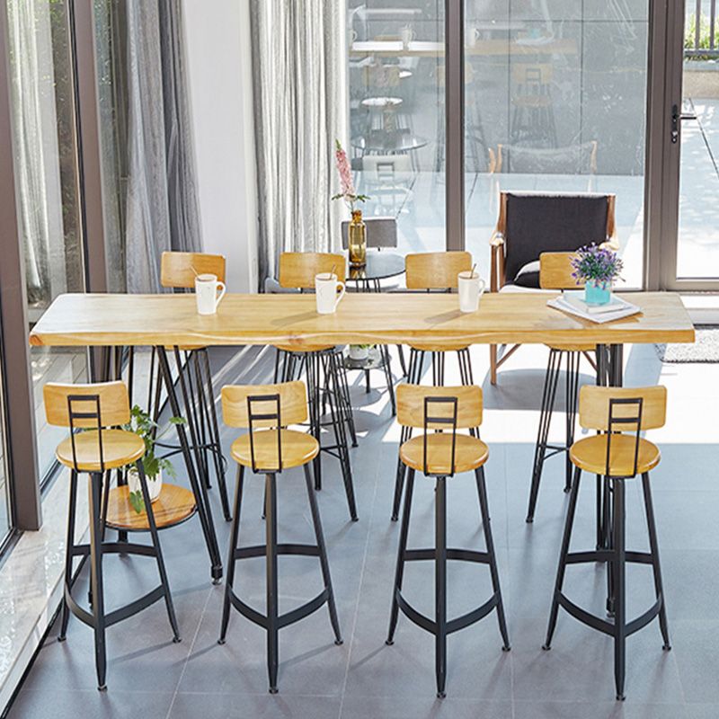 Mesa moderna de altura de barra, mesa de Pub Bistro con tapa de madera maciza y patas de metal