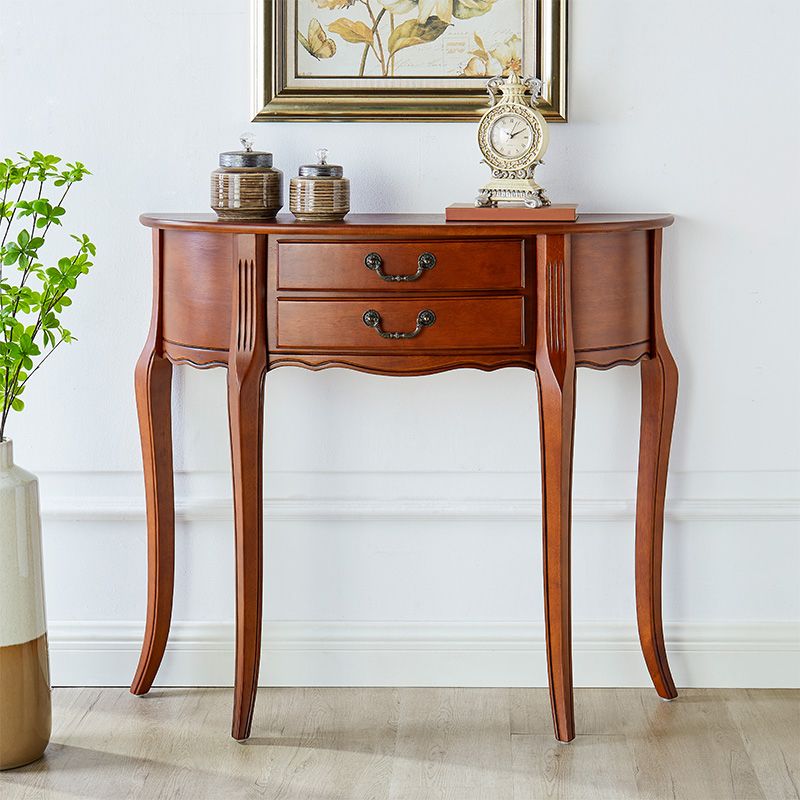 35.43 "Mesa de consola de 2 cavadores de altura Mada de madera maciza Mesa Fin de Media Luna para Hall