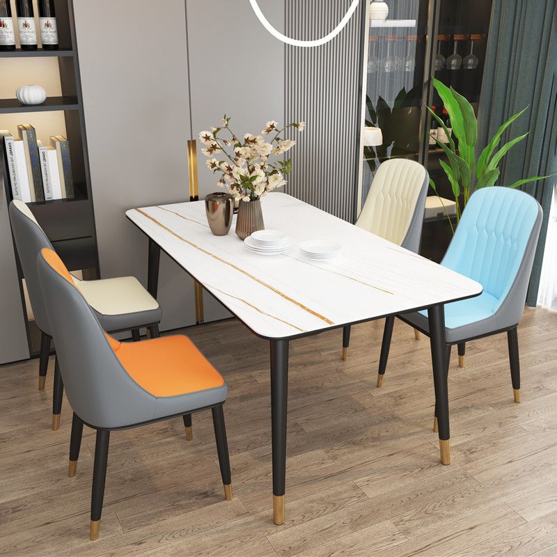 Contemporary Rectangle Dining Room Table Sintered Stone Table with 4 Black Legs Clearhalo ' dining_table' 'Dining Tables & Seating' 'Dining Tables' 'furn' 'furn_dining_table' 'Furniture' 'furniture_dining_table' 'Kitchen & Dining Furniture' 'kitchen&dining_furn' 'kitchen' 'kitchen_dining_table' 1200x1200_57623358-698f-4b2d-a8fc-26f8b7c3346e