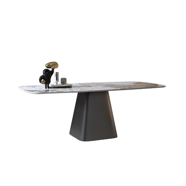 Minimalist Style Sintered Stone Dining Table with White Fixed Table and Pedestal Base for Home Use Clearhalo 'Dining Room Sets' 'Dining Tables & Seating' 'dining_room_set' 'furn' 'furn_dining_room_set' 'Furniture' 'furniture_dining_room_set' 'Kitchen & Dining Furniture' 'kitchen&dining_furn' 'kitchen' 1200x1200_576586c8-454f-435f-9b5d-387cd81e25ff