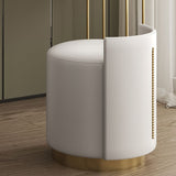 Stone and Metal with Leather Accent Vanity Table in Beige Makeup Desk