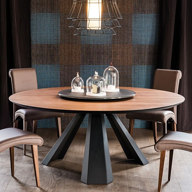 Round Shape 3 Legs Modern Dining Table Wood Color Fixed Table of Solid Wood Clearhalo ' dining_table' 'Dining Tables & Seating' 'Dining Tables' 'Furniture' 'furniture_dining_table' 'Kitchen & Dining Furniture' 'kitchen&dining_furn' 'kitchen' 'kitchen_dining_table' 1200x1200_5767e541-e154-4e10-8930-9ee35eef6c2a