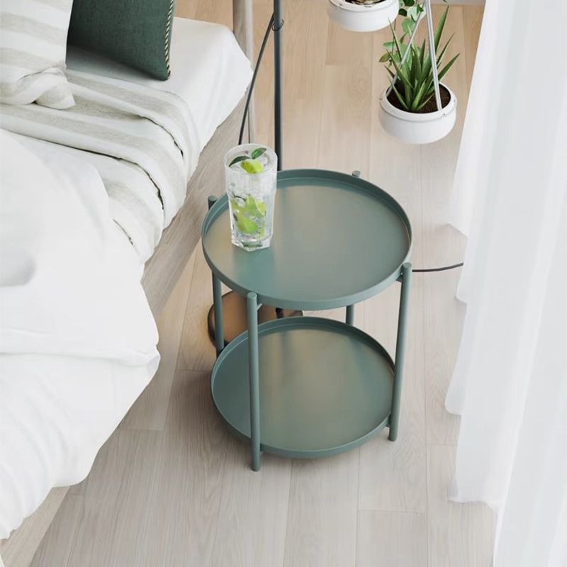 4 gambe Materiale di ferro da design Materiale in ferro verde/bianco/giallo Tavolo rotondo superiore tavolino