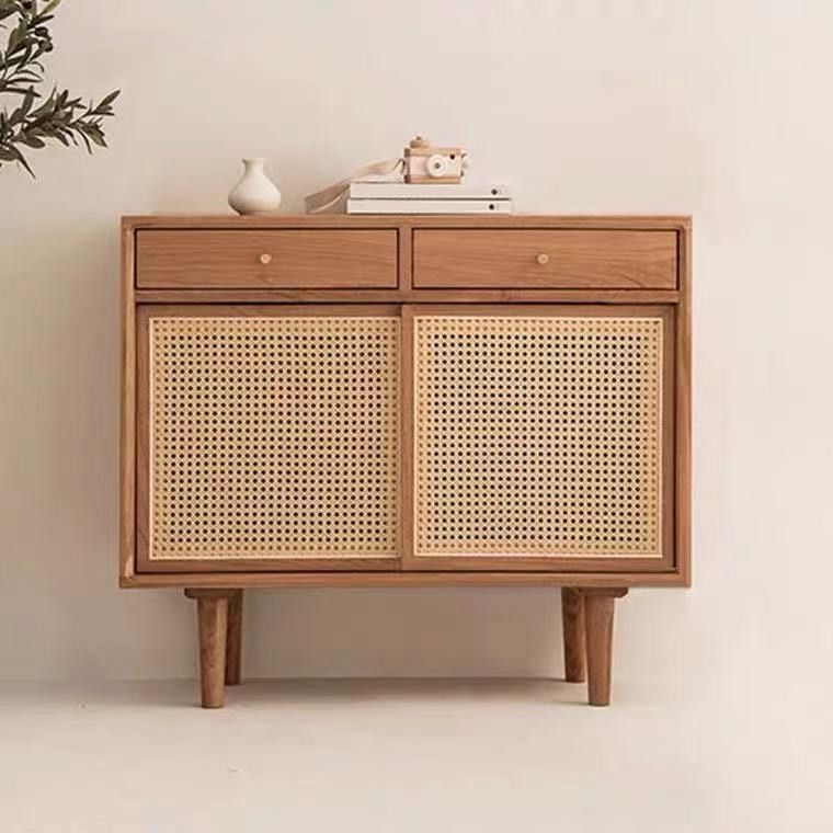 Simple Style Rattan Doors Cupboard Wood 32-inch Height Kitchen Sideboard for Dining Room Clearhalo 'buffet_sideboard' 'Buffets & Sideboards' 'furn' 'furn_buffet_sideboard' 'Furniture' 'furniture_buffet_sideboard' 'Kitchen & Dining Furniture' 1200x1200_576a64cb-eccb-402a-8c55-59827db8ab46