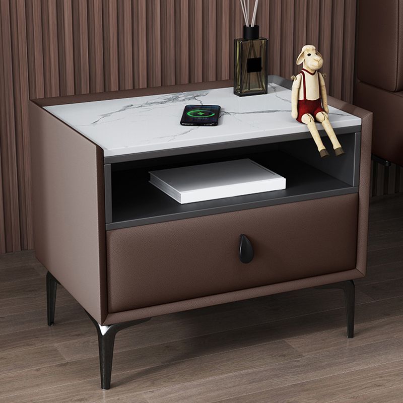 Stand de nuit en pierre / bois 19,69 "Tall Modern 1 - Tirer-Diroir