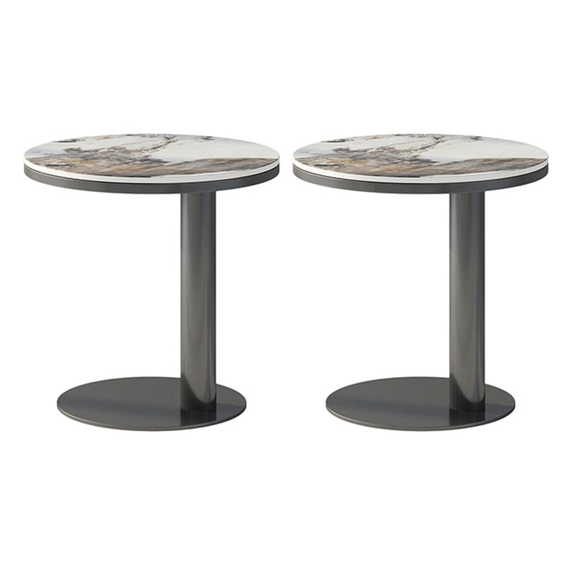 Modernistic Pedestal Table 19.7" Round Slate Top Side End Table