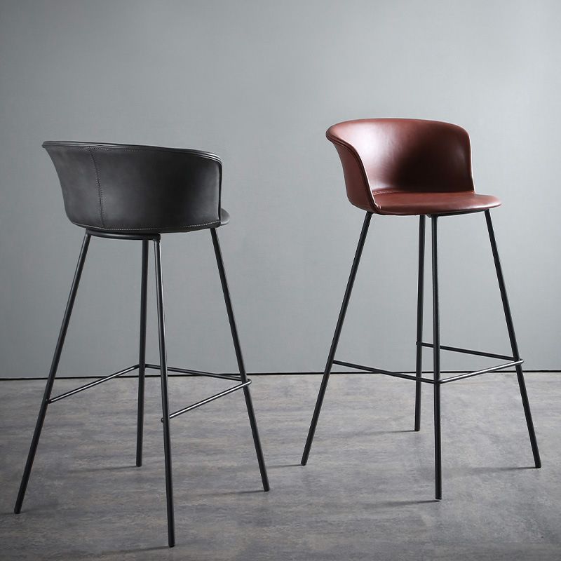 Modern Style Low Back Bar-stool PU Leather Bar Stool with Metal Legs Clearhalo 'Bar Furniture' 'Bar Stools' 'bar_stools' 'Furniture' 'furniture_bar_stools' 'Kitchen & Dining Furniture' 1200x1200_576ba0c4-b394-4204-a9b8-a05b11787e42