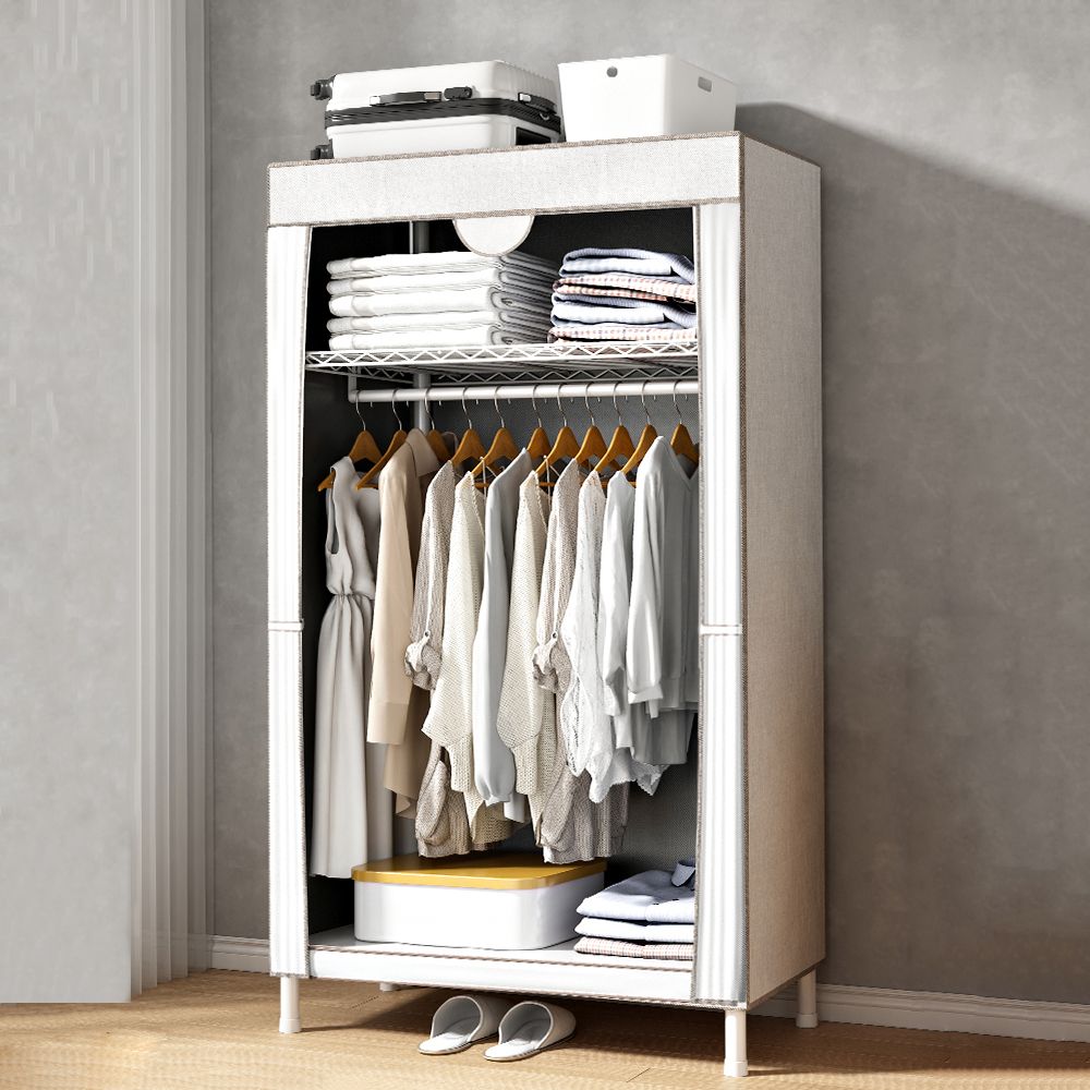 Contemporary Style Wardrobe Steel Wardrobe Closet with Shelves Clearhalo 'Armoires & Wardrobes' 'armoires_wardrobes' 'Bedroom Furniture' 'furn' 'furn_armoires_wardrobes' 'Furniture' 1200x1200_576c3d29-2e15-4e69-b123-b9804fb3d7dc