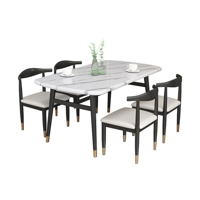 Modern Sintered Stone Dining Table Furniture with Rectangle Shape Dinette Set with 4 Legs Table Clearhalo 'Dining Room Sets' 'Dining Tables & Seating' 'dining_room_set' 'furn' 'furn_dining_room_set' 'Furniture' 'furniture_dining_room_set' 'Kitchen & Dining Furniture' 'kitchen&dining_furn' 'kitchen' 1200x1200_576c87dd-596a-4ad5-b9f0-e0f863df12a4