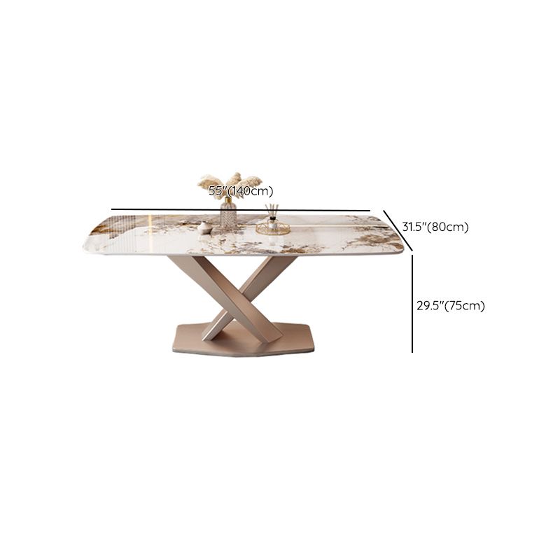 Mesa de comedor de estilo moderno, mesa rectangular con base metálica para comedor