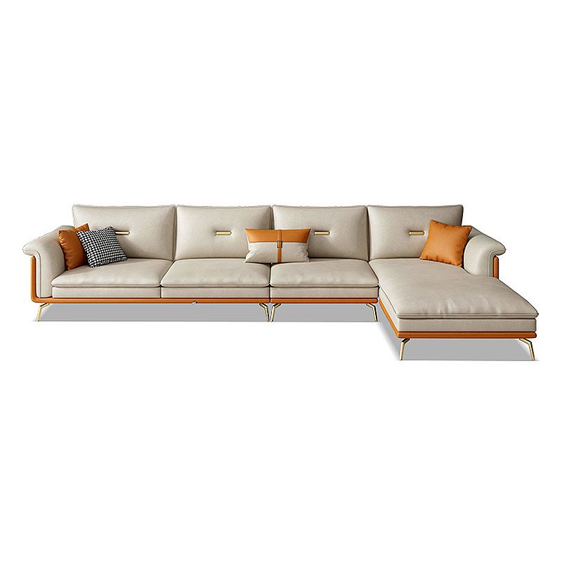 Faux leather Removable Cushions Pillow Top Arm Sofa and Sectional with Slipcovere Clearhalo 'furn' 'furn_sectionals' 'Furniture' 'furniture_sectionals' 'kitchen' 'kitchen_sectionals' 'Living Room Furniture' 'Sectionals' 1200x1200_576d62a9-d3b5-4f51-a7ed-0eceda9f65a8