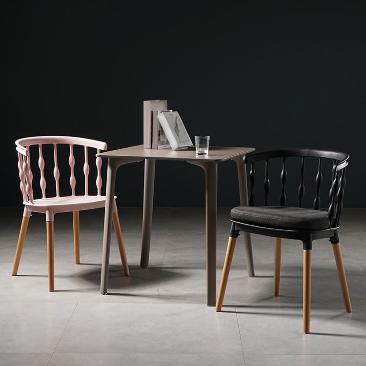 Contemporary Style Dining Room Chairs Plastic Armless Chairs with Wooden Legs Clearhalo ' kitchen&dining_furn' 'Dining Chairs' 'Dining Tables & Seating' 'dining_chair' 'furn' 'furn_dining_chair' 'Furniture' 'furniture_dining_chair' 'Kitchen & Dining Furniture' 'kitchen' 1200x1200_576e4aac-2946-4ad6-b935-08493d3d6166