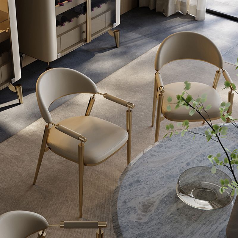 Glam Upholstered Arm Chair Dining Room Metal Dining Arm Chair