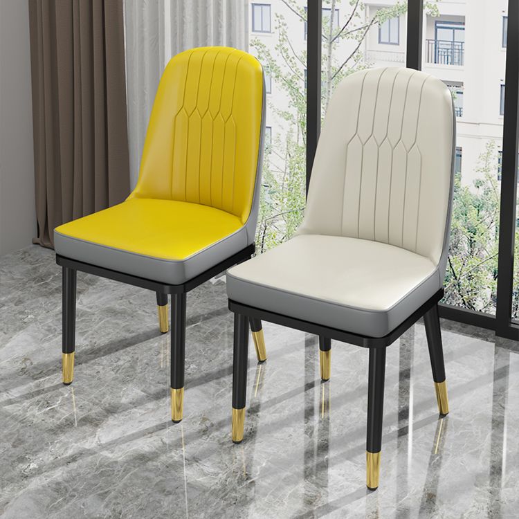 Scandinavian Style Metal Dining Chairs Dining Room Armless Cushioned Parsons Chair Clearhalo ' kitchen&dining_furn' 'Dining Chairs' 'Dining Tables & Seating' 'dining_chair' 'furn' 'furn_dining_chair' 'Furniture' 'furniture_dining_chair' 'Kitchen & Dining Furniture' 'kitchen' 1200x1200_577161f7-c358-4ac6-97c5-18024afff028