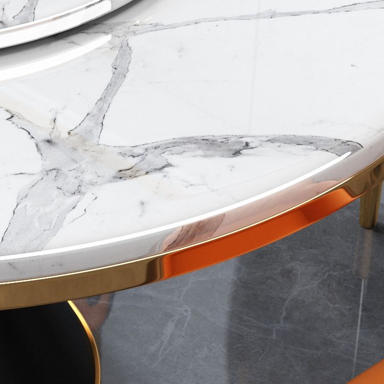 Metal Base Contemporary Style Round Dining Table Sintered Stone Table for Home Clearhalo ' dining_table' 'Dining Tables & Seating' 'Dining Tables' 'furn' 'furn_dining_table' 'Furniture' 'furniture_dining_table' 'Kitchen & Dining Furniture' 'kitchen&dining_furn' 'kitchen' 'kitchen_dining_table' 1200x1200_5773c726-9ebd-49f1-921b-7876e5f3e60b