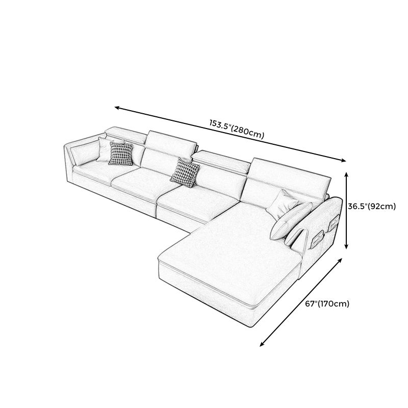 Stain-Resistant Faux Leather Flared Arm Sectional with Pillowed Back Cushions Clearhalo 'furn' 'furn_sectionals' 'Furniture' 'furniture_sectionals' 'kitchen' 'kitchen_sectionals' 'Living Room Furniture' 'Sectionals' 1200x1200_5773c76d-d350-4ef6-9b50-15a410e3be58